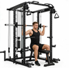 Smith Machine, 2All-in-One Squat Rack with Smith Bar, Workout Cage Strength Training Equipment with Attachments