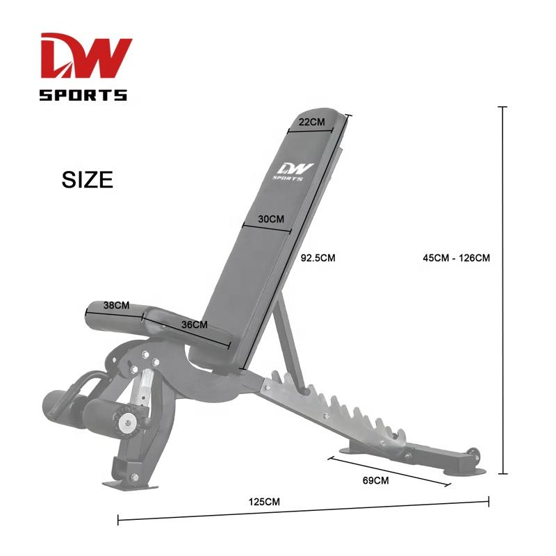 Factory Selling DW Sports Professional Adjustable Metal Weight Bench for Home Strength Training Portable Custom Logo