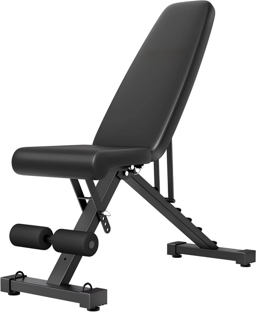 Adjustable Foldable Home Training Gym Bench Fitness Chair Stainless Steel Frame PU Material 150cm Length Sit-Up Dumbbell Racks