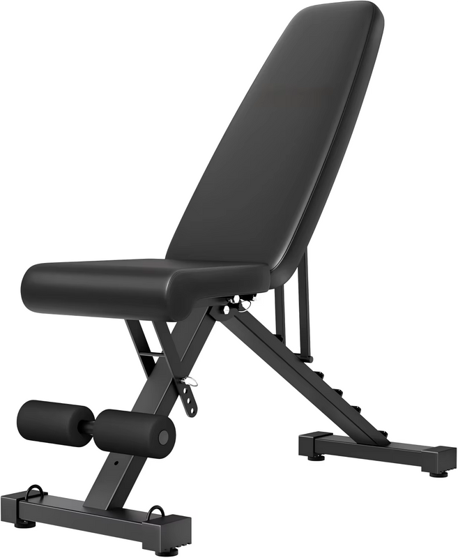 Adjustable Foldable Home Training Gym Bench Fitness Chair Stainless Steel Frame PU Material 150cm Length Sit-Up Dumbbell Racks