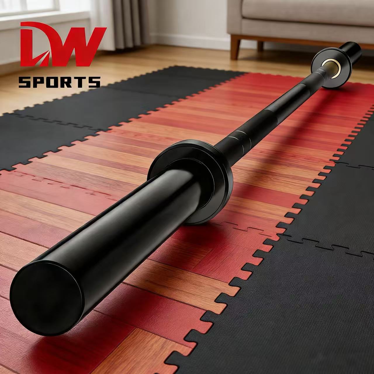 Doublewin Steel Barbell Bar-Durable Non-Slip Design for Gym Fitness